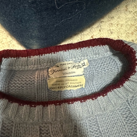 Turnbull and asser knit cable blue and burgundy pullover - Picture 3 of 6